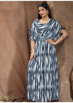 Blue Viscose Designer Gown